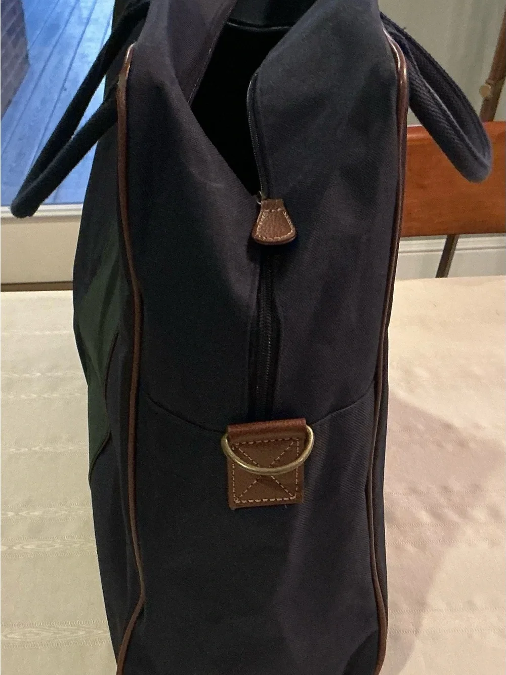 VTG Polo Ralph Lauren XL Navy Green Canvas Duffel Embroidered Logo - NO STRAP